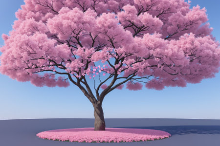 Autumn tree in the shape of a heart, purple color, generative ai imageの素材