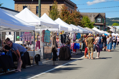 Comox Valley~Vancouver Island,BC, Canada, May 20 2017 Village Market Days on Dunsmuir Avenue in Cumberland~Vancouver Island,BC, Canadaのeditorial素材