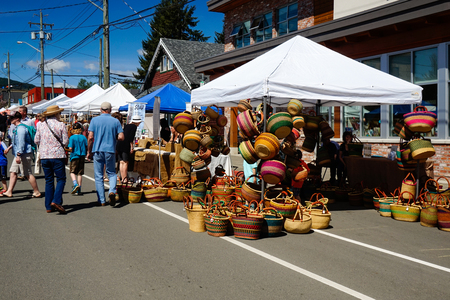 Comox Valley~Vancouver Island,BC, Canada, May 20 2017 Village Market Days on Dunsmuir Avenue in Cumberland~Vancouver Island,BC, Canadaのeditorial素材