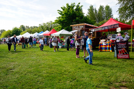 Courtenay~Vancouver Island, BC, Canada, June 3 2017 Comox Valley Farmers Market held Saturdays at the Comox Valley Exhibition Grounds ~Vancouver Island, BC, Canadaのeditorial素材