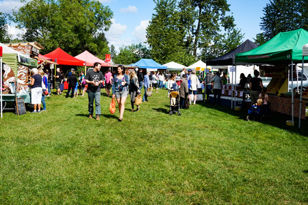 Courtenay~Vancouver Island, BC, Canada, June 3 2017 Comox Valley Farmers Market held Saturdays at the Comox Valley Exhibition Grounds ~Vancouver Island, BC, Canadaのeditorial素材