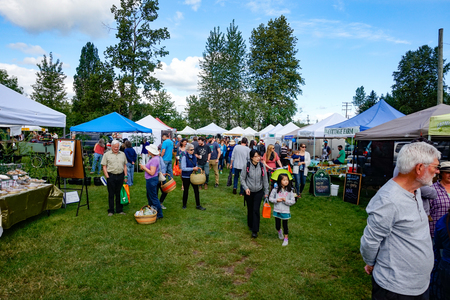 Courtenay~Vancouver Island, BC, Canada, June 3 2017 Comox Valley Farmers Market held Saturdays at the Comox Valley Exhibition Grounds ~Vancouver Island, BC, Canadaのeditorial素材