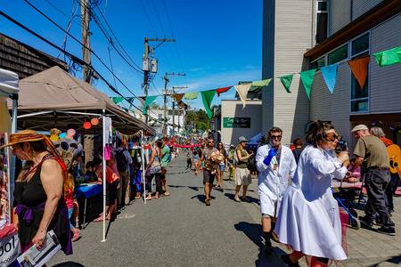 Courtenay~Vancouver Island, BC, Canada June 3rd 2017. Simms Alley Market Place at The Elevate Arts Festival held in downtown Courtenay on Vancouver Island in British Columbia, Canadaのeditorial素材