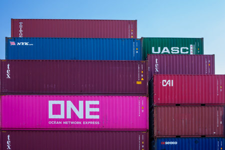 Istanbul, beylikduzu - Turkey - 05.07.2023 Container yard for Logistic Import Export business