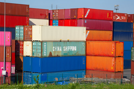 Istanbul, beylikduzu - Turkey - 05.07.2023 Container yard for Logistic Import Export businessのeditorial素材