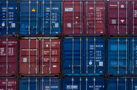 Istanbul, beylikduzu - Turkey - 05.07.2023 Container yard for Logistic Import Export businessのeditorial素材