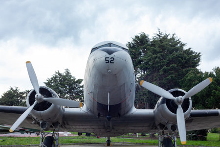 Istanbul, Yesilkoy - Turkey - 04.20.2023: Douglas C-54 Skymaster Military Cargo Plane. Skymaster is...