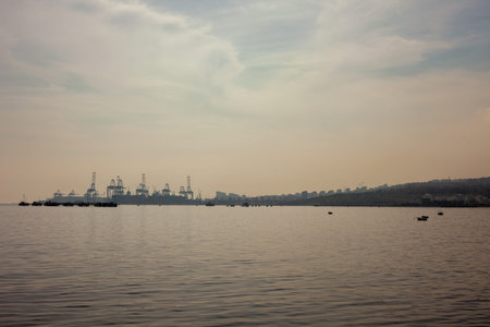 Istanbul, beylikduzu - Turkey - 05.08.2023: Ambarli Shipyard, International Sea Port, Clear Sky,...