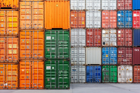 Istanbul, Beylikduzu - Turkey - 07.07.2023 Container yard for Logistic Import Export business,...