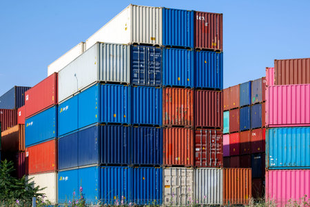 Istanbul, Beylikduzu - Turkey - 07.07.2023 Container yard for Logistic Import Export business,...