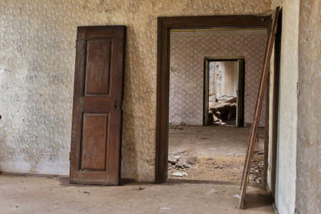 Doors in abandoned castle viewのeditorial素材