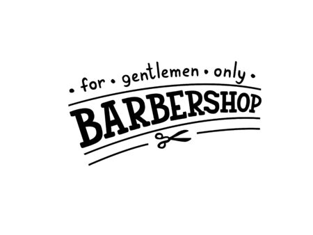 Vector illustration of barbershop lettering for banner, leaflet, poster, clothes, advertisement design. Handwritten text for template, signage, billboard, printing, price list of the barberâsのイラスト素材