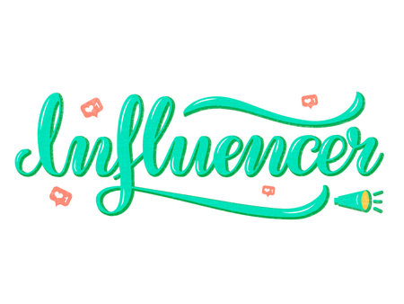 Vector illustration of influencer brush lettering for banner, flyer, poster, clothes, web, social media post or advertisement design. Handwritten text for template, signage, billboard, print
のイラスト素材