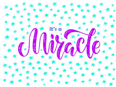 Vector illustration of little miracle lettering for banner, postcard, poster, clothes, advertisement design or decoration. Handwritten text for template, signage, billboard, print. Brush pen writingのイラスト素材