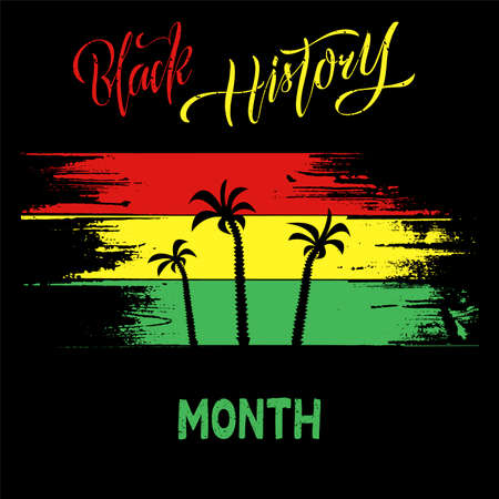 Vector illustration of month of black history lettering for banner, postcard, poster, clothes, advertisement, flyer design or decoration. Handwritten text used for template, signage, billboard, printのイラスト素材