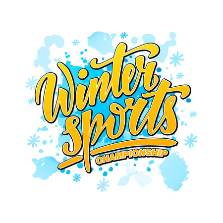 Illustration of winter sports championship lettering for banner, poster, greeting card, shop advertisement, souvenirs design.の写真素材