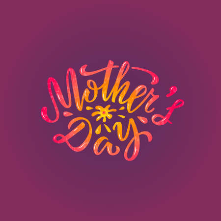 Vector illustration of mothers day lettering for banner, poster, signage, postcard, clothing, souvenirs, product design. Handwritten creative calligraphic text for digital use or printのイラスト素材