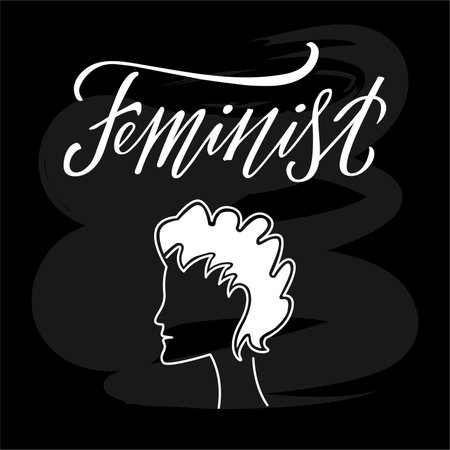 Vector illustration of feminist lettering for banner, poster, advertisement, greeting card, signage, clothing, product design. Handwritten isolated text for the internet or printのイラスト素材