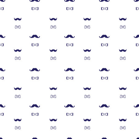 Vector hand drawn hipster seamless pattern in doodle style. Mustache and bow-tie seamless patternのイラスト素材