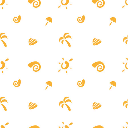 Vector simple minimalistic sea objects seamless patternのイラスト素材