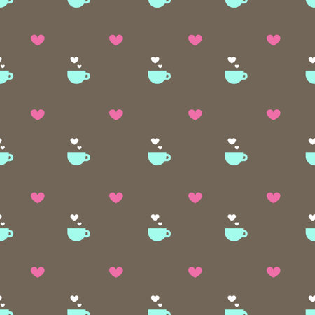 Vector simple flat minimalistic tea or coffee cup seamless patternのイラスト素材