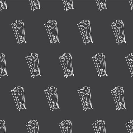 Vector doodle hand drawn old floor watch seamless pattern in sketch styleのイラスト素材