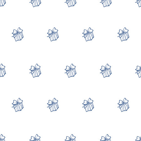 Vector hand drawn doodle gift box seamless patternのイラスト素材