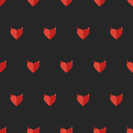 Vector flat modern devil heart seamless patternのイラスト素材