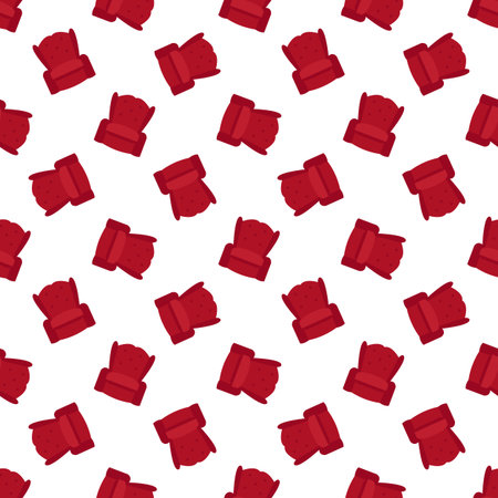 Vector modern red flat armchair seamless patternのイラスト素材