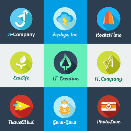 Vector modern flat start up templates collection. Start up icons setのイラスト素材