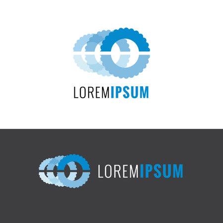 Vector modern minimalistic three blue cogs のイラスト素材