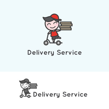 Vector trendy minimalistic young delivery boy character.のイラスト素材