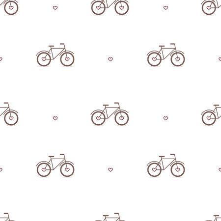 Vector trendy outline cute bicycles seamless patternのイラスト素材