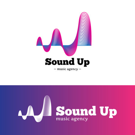 Vector modern abstract music logotype. Gradient blue and violet logo.のイラスト素材