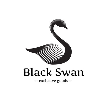 Vector trendy minimalistic swan logo. Beautiful black swan logotypeのイラスト素材