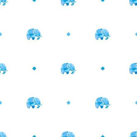 Vector trendy polygonal minimalistic mammoth seamless pattern. Low poly mammoth backgroundのイラスト素材