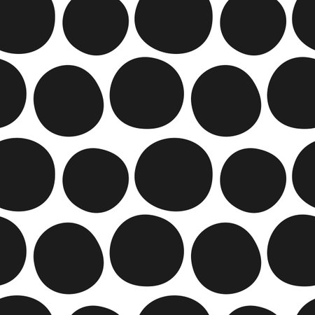 Vector trendy hand drawn black and white seamless pattern. Doodle sketchy circles pattern.のイラスト素材