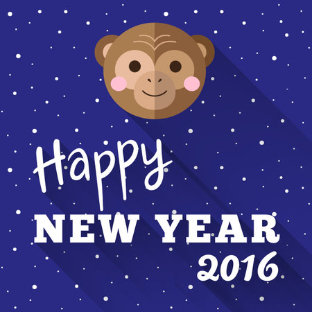New Year 2016 poster design with little monkey and snowのイラスト素材