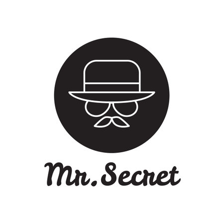 Vector simple black man face logo with hat and glassesのイラスト素材