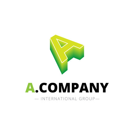 Vector isometric gradient A letter logo. 3d company signのイラスト素材