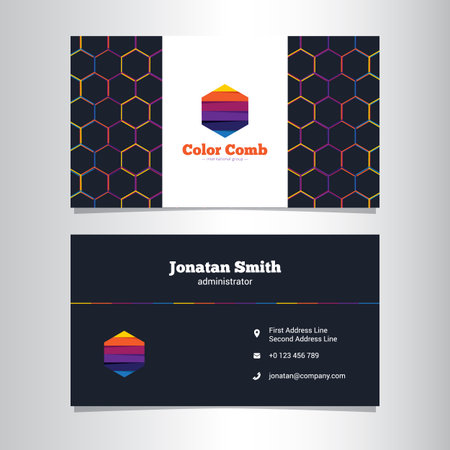 Vector dark elegant business card template with abstract bright logoのイラスト素材