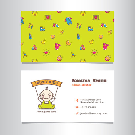Vector modern business card template with cute baby shop logoのイラスト素材