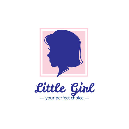 Vector vintage woman head logo. Girl silhouette symbolのイラスト素材