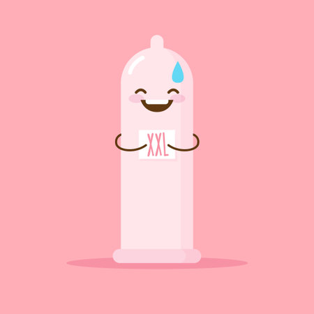 cartoon big size condom illustration. Comic design conceptのイラスト素材