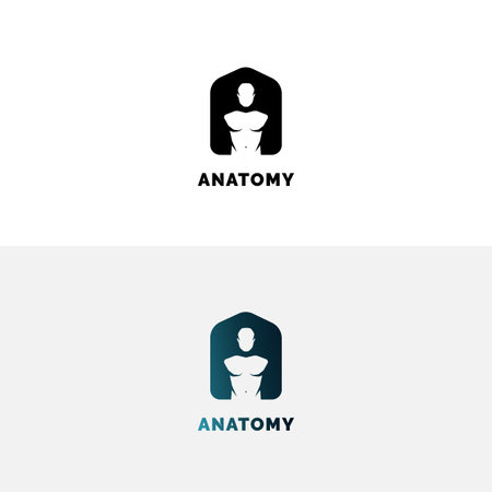Anatomy logo with human torso. Negative space A letter logo.のイラスト素材