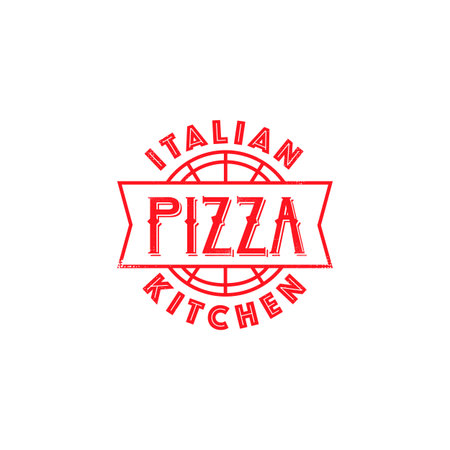 Pizza restaurant classic icon design. Italian cafe modern vector symbol illustration.のイラスト素材
