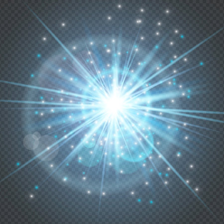 Sparks glowing glitter isolated,star burst glow with lens flare on transparent background.Light effects decorations for typography,web online concept.Night club poster,banner flyer concept elementsのイラスト素材