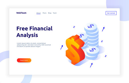 Isometric money investment and growth gradient style design concept, analysis and finance modern web banner illustrationのイラスト素材