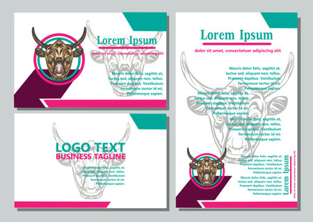 design creative display layouts or cards with buffalo models as basic imagesのイラスト素材