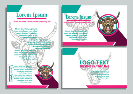 design creative display layouts or cards with buffalo models as basic imagesのイラスト素材